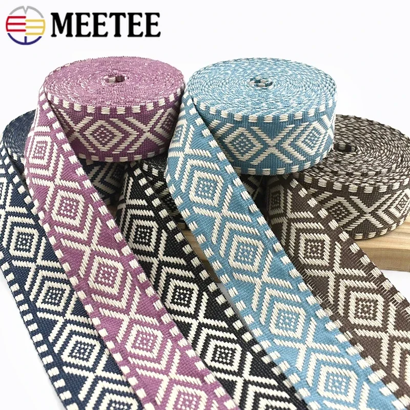 

2/5Meters Meetee 38mm Ethnic Cotton Webbing Tape Ribbon Band Shoulder Belt Bag Strap Clothes Bias Binding DIY Sewing Accessories