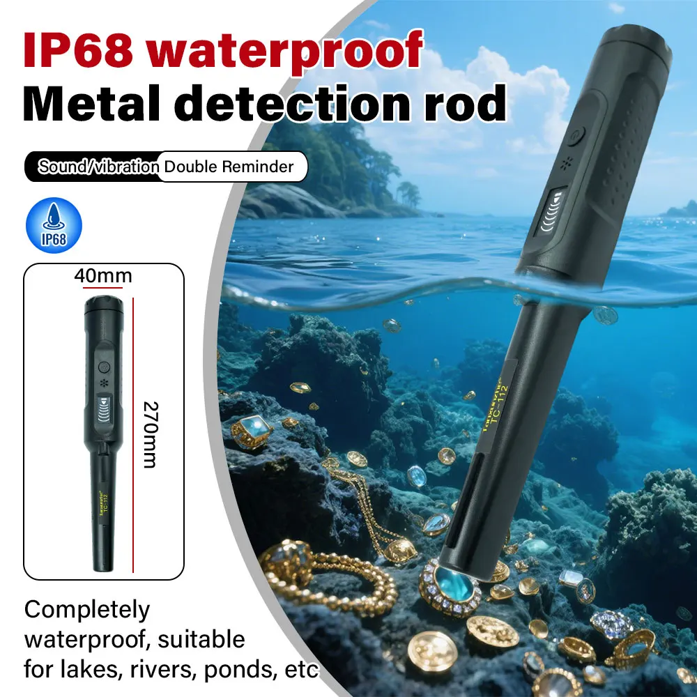 Detector de Metales portátil TC-112, escáner subterráneo de alta sensibilidad, varilla de posicionamiento impermeable, búsqueda para joyería de oro y plata