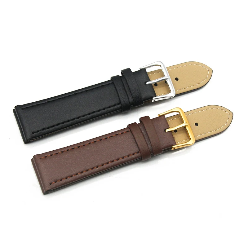 Leather Watchband 12mm 14mm 16mm 18mm 19mm 20mm 22mm 24mm 25mm With Silver Buckle Business Casual Watch Strap Accessories