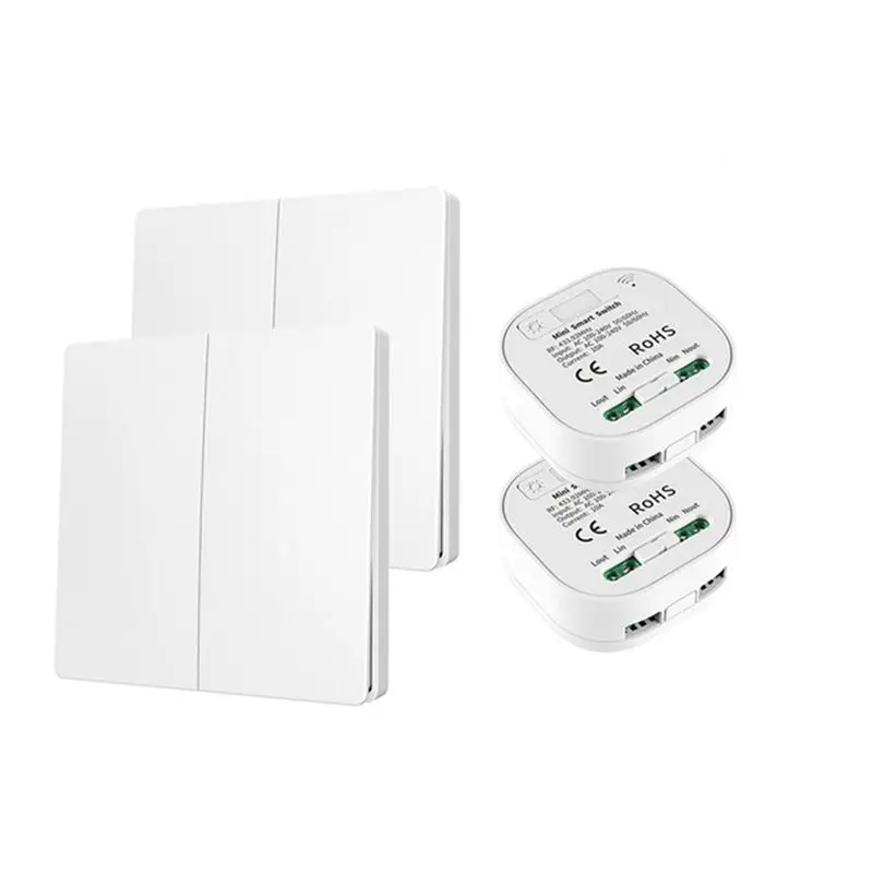 

A76X-1Set Wireless Remote Control No Battery Self-Powered Waterproof Light Switch 85V-240V , 2X2gang 2Receiver