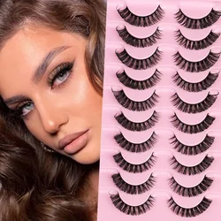 10 paia di ciglia a strisce russe DD Curl ciglia finte Fluffy Wispy Faux Mink Lashes Pack