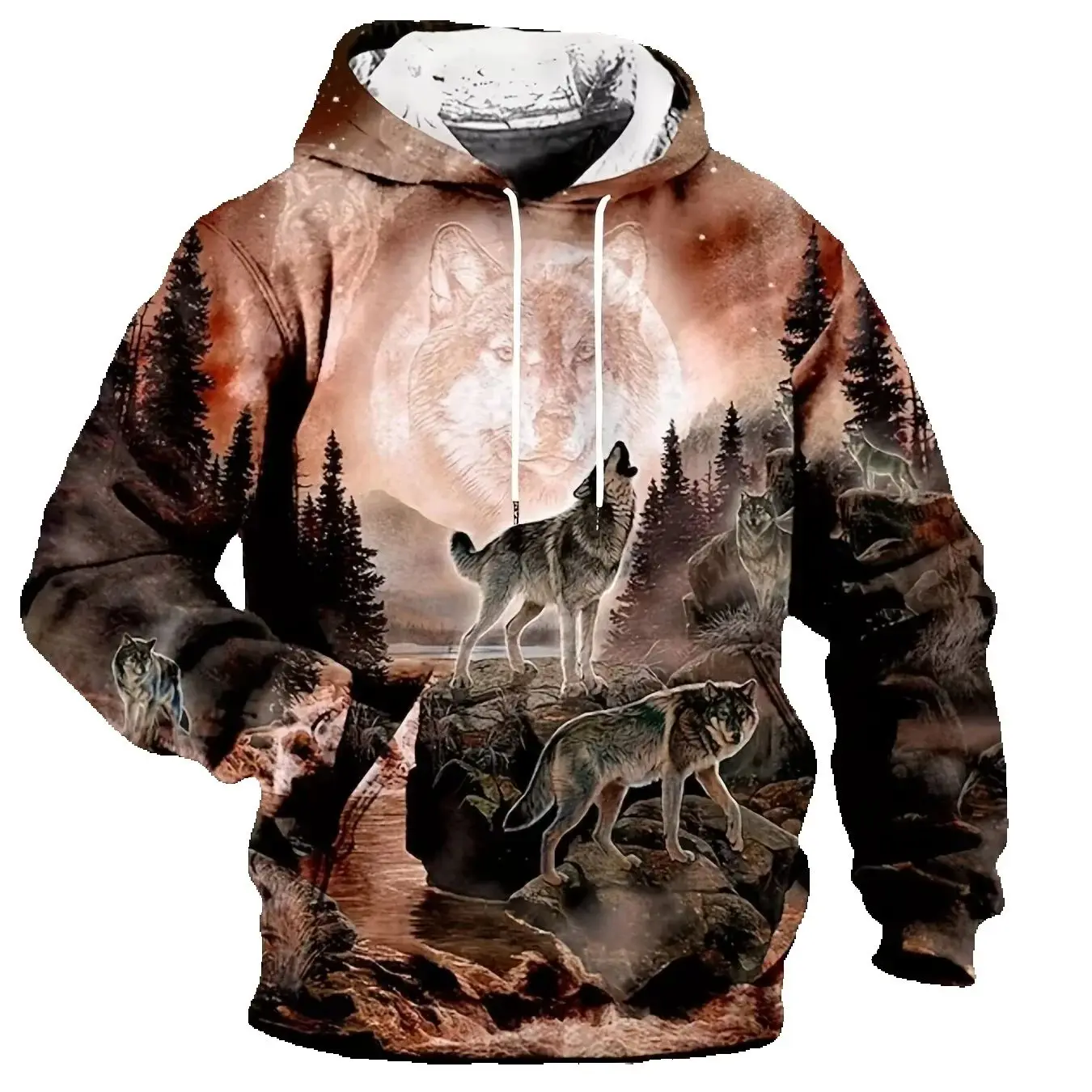 

3d Print Wolf Tops Fashion Animal Wolf Graphics Long Sleeve Hoodie Men's Top Oversized Streetwear Vintage Men's Hoodie 100-6XL