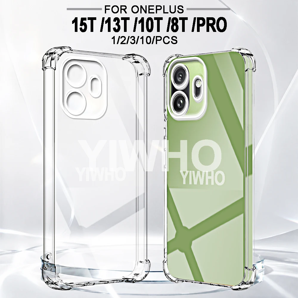 1/2/3/10 Pcs Transparent Phone Case for Oneplus One+ 1+ 15T 13T 10T 8T Pro+ 15 13 10 8 T Soft TPU Clear Shockproof Back Cover