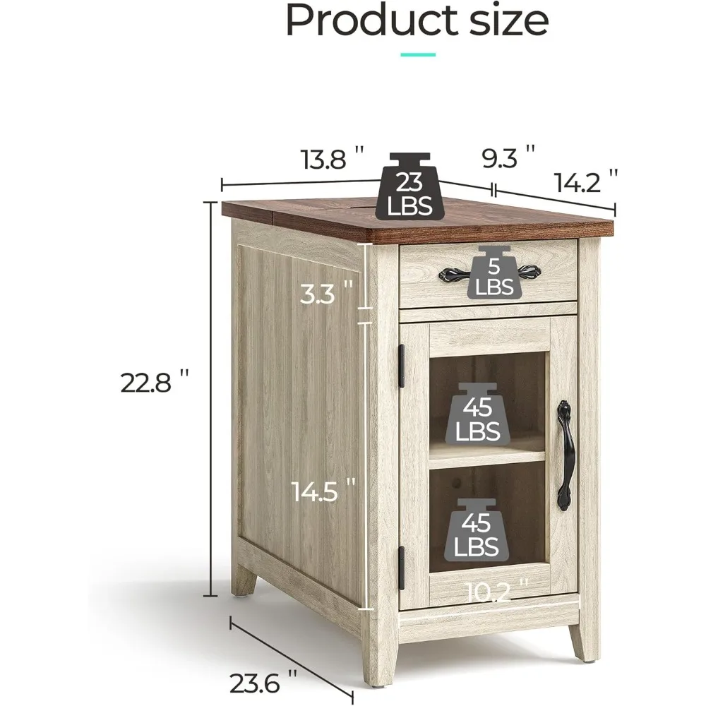 Conjunto de mesa de centro de fazenda de 3 peças LINSY HOME: 41 mesas de centro e 2 mesas finais com acabamento em madeira lavada