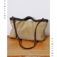 2025 Fall Winter New Suede Leather Tote Bag Unique Vintage Large Capacity Shoulder Crossbody Handheld Bag Durable Women Handbag