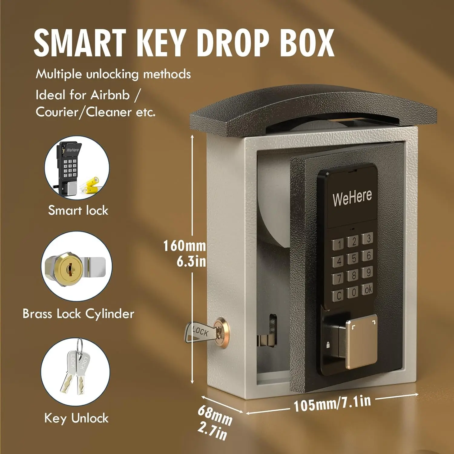 Password Remote Control Key Lock Box Wall Mount with Key Drop Slot Key Storage Box Smart Key Safe OTP/APP Bluetooth/Code Unlock view 4