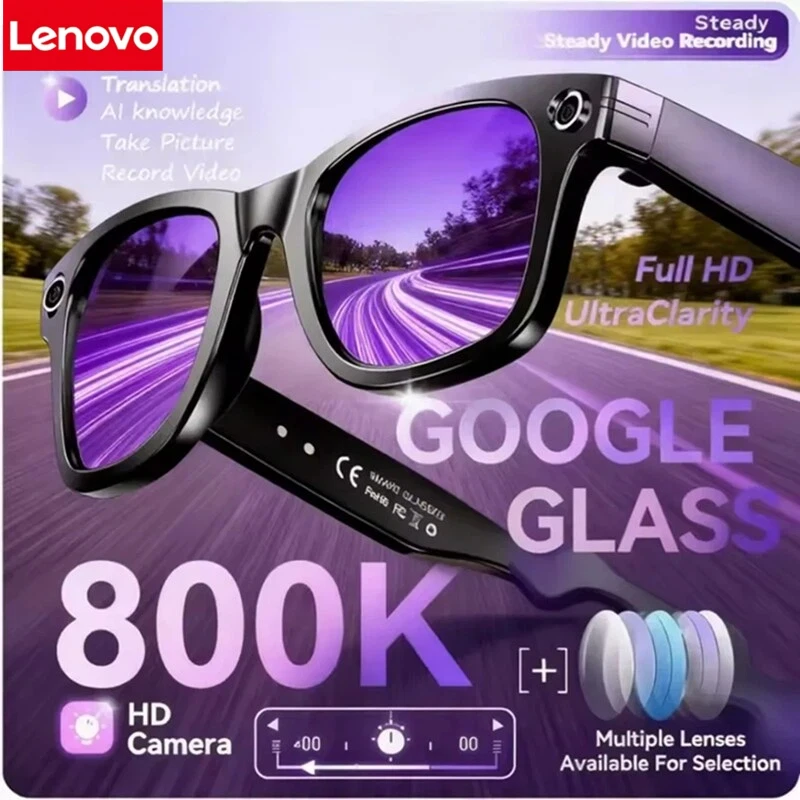 

Lenovo AI Smart Glasses 4K Camera Life Recording Anti-shake Translation Voice Wake-up Bluetooth Calling For Friends Gifts 2026