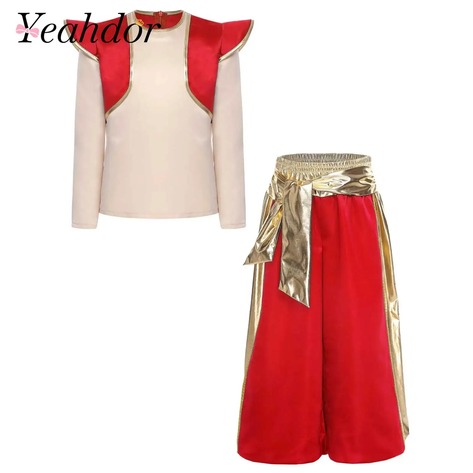 

Kids Boys Arabian Prince Costumes Halloween Lamp Elf Cosplay Dress-up Long Sleeve Suits Children Carnival Stage Dance Outfits