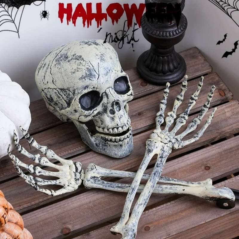 

Декор на Хэллоуин, скелетные колья, реалистичный череп, голова скелета, человеческие руки, оружие, вечеринка на Хэллоуин, домашний сад, лужайка, розыгрыш