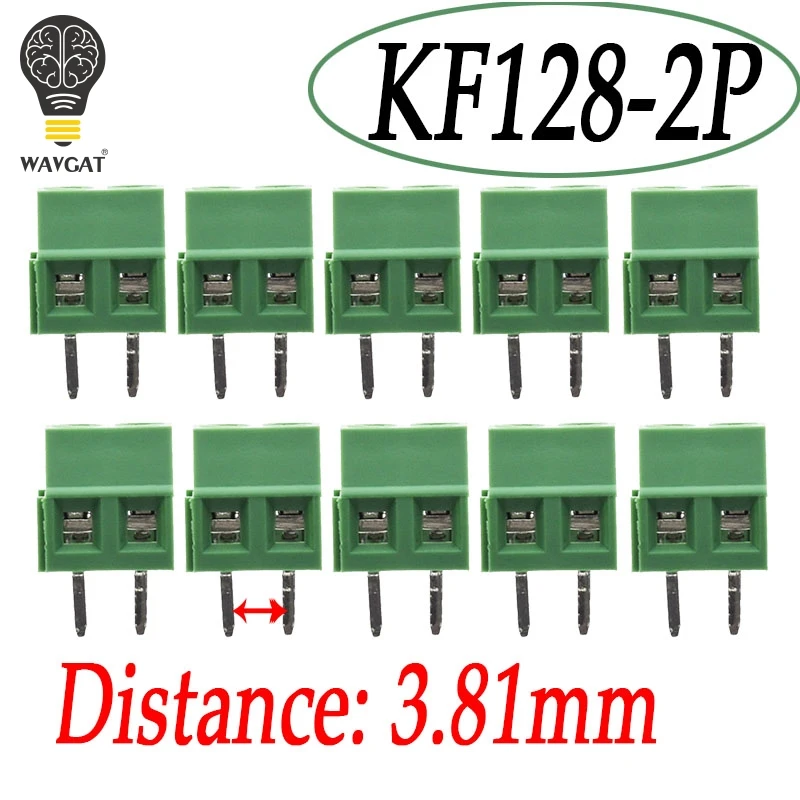 KF128-2P-Terminal de empalme de bloque de terminales de tornillo PCB, KF128-3P, DG308, MG128, 3,81, 5,0, 7,5, 2,54mm, KF120-2.54