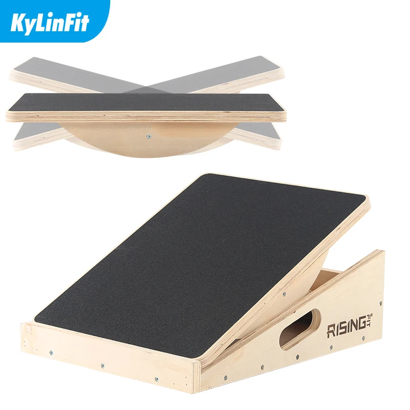 قابل للتعديل 3-Level الصلب العجل نقالة شعار متعددة الأغراض مائل خشبية التوازن المجلس للياقة البدنية #4