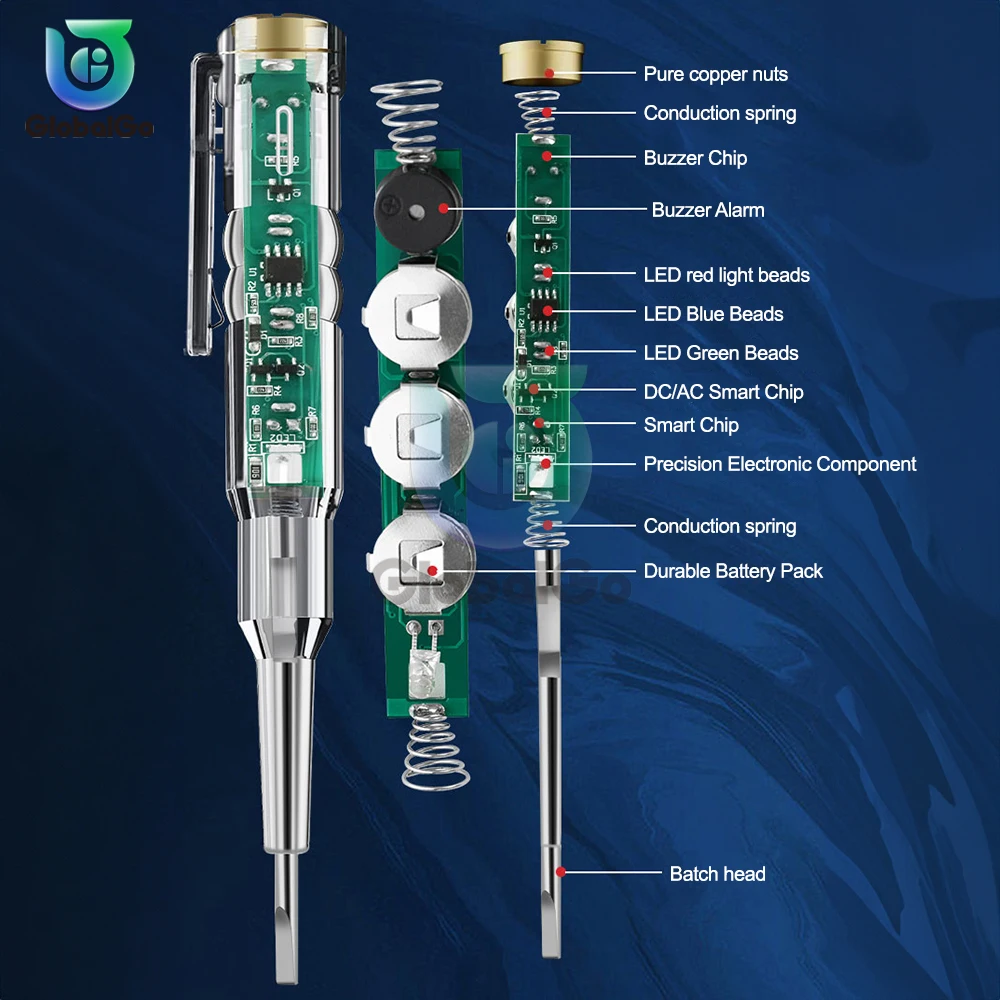 AC24-250V Tension Intelligente Testeur Stylo Tension Détecteur Tournevis Sonde Circuit Indicateur Outil Avec Alarme