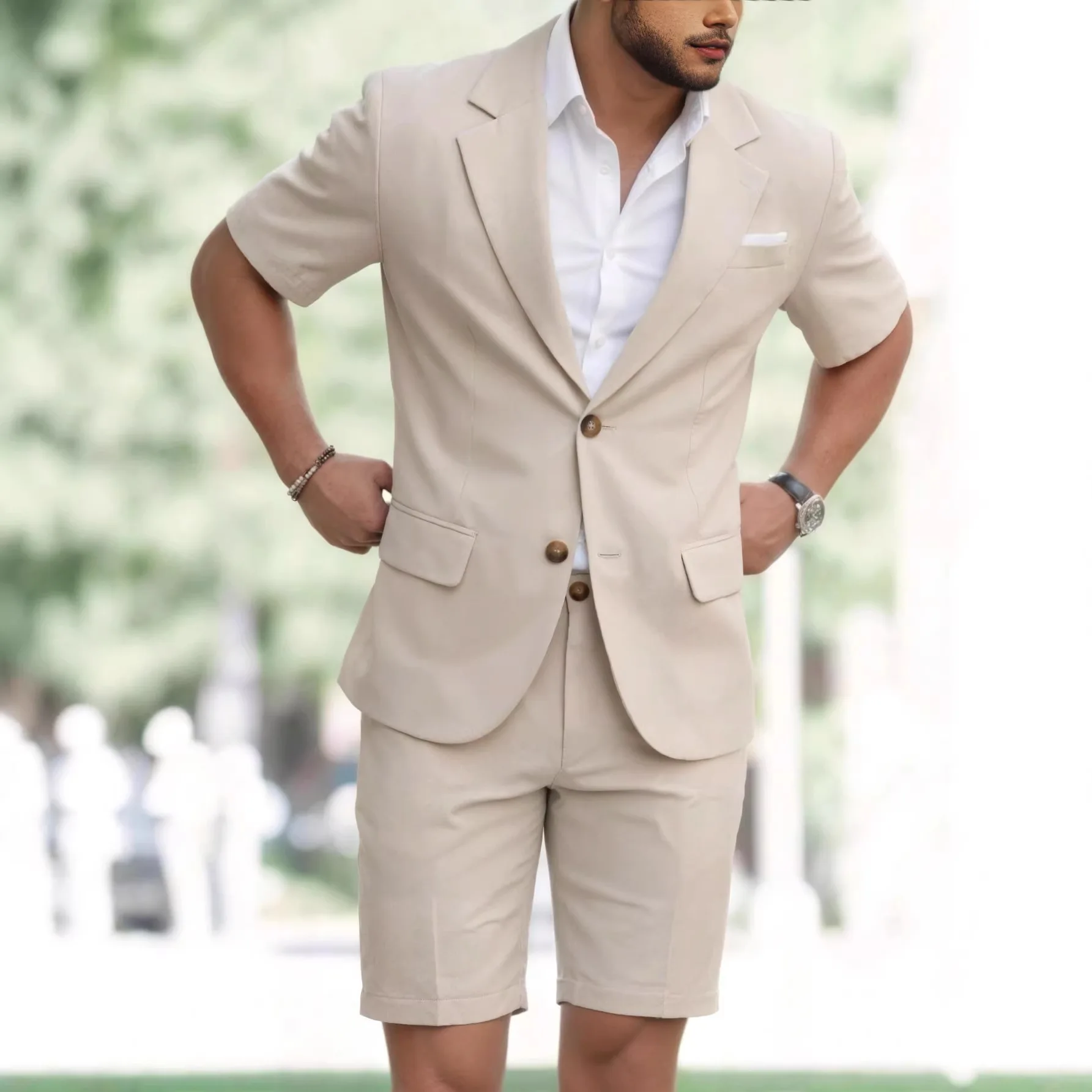 2026 Spring/Summer Men's Casual Commuter Short Sleeve Suit Shorts Men's Suit