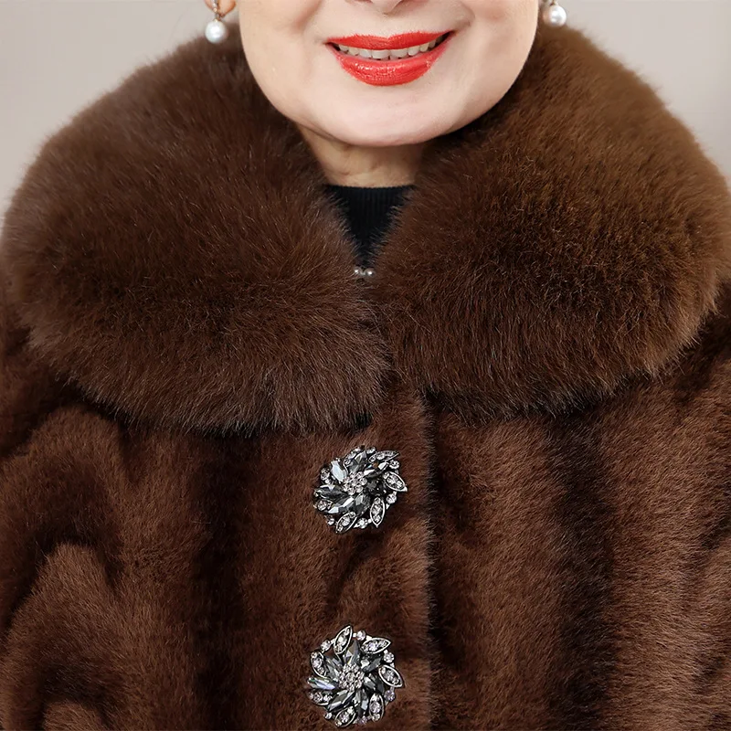 Veste épaisse en fausse fourrure, manteau d'hiver chaud pour femmes d'âge moyen et âgées, vêtements en coton, Style maman, vêtements d'extérieur chauds en polaire