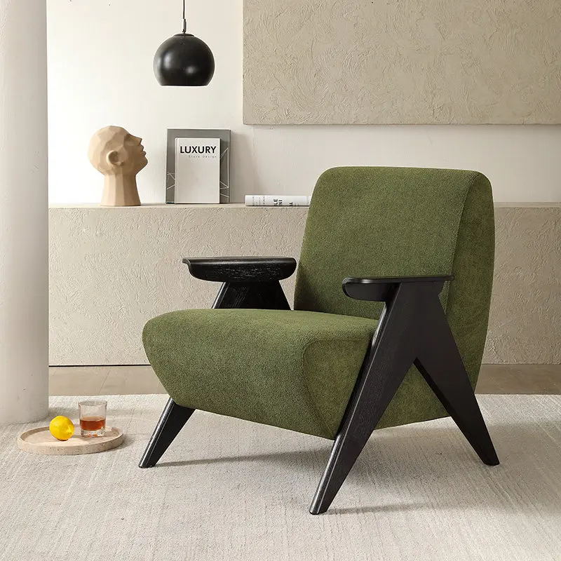Antique Solid Wood Single Sofa Chair Light Luxury High-end Designer Living Room Home Use Backrest Chair