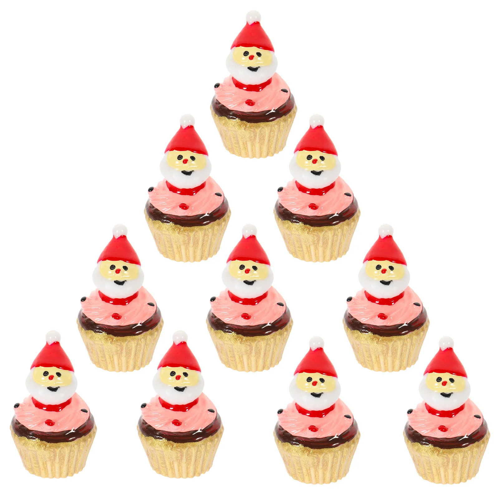 

10Pcs Artificial Cupcake Decorations Soft Resin Cake Props Photography Home Office Christmas Display Santa Claus Ornament