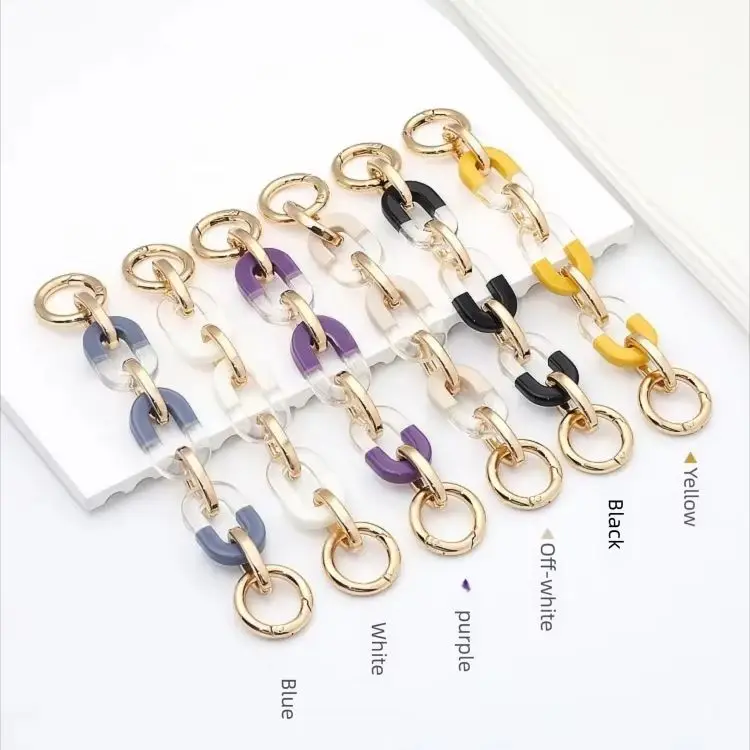 HOLIN Resin with Metal Extension Handbag Chains DIY Shoulder Bag Strap Purse Hanging Handles Chains Bag Parts Accessories