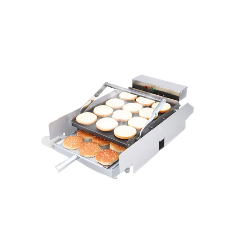 12 pieces hamburger bun toaster automatic commercial 2000w electric conveyor burger bun toaster