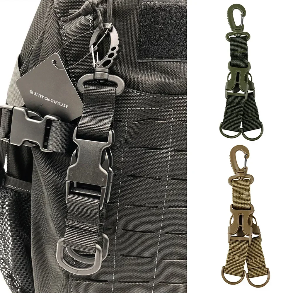 1Pc Tactical Double Ring Buckle Outdoors Specific Multifunction Key Chain Climbing Nylon Webbing Buckle Hunting Accessories