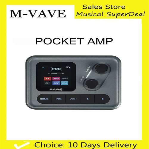 M-VAVE POCKET AMP Mini amplificador de bajo para guitarra, pantalla LCD a Color de 1,54 "", Control por aplicación, Pedal procesador de efectos de escritorio multifunción