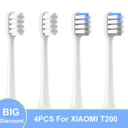 DuPont substituição escova cabeças para Xiaomi T200, cerdas macias, bicos adequados, escova de dentes elétrica sônica, embalagem a vácuo, 4pcs