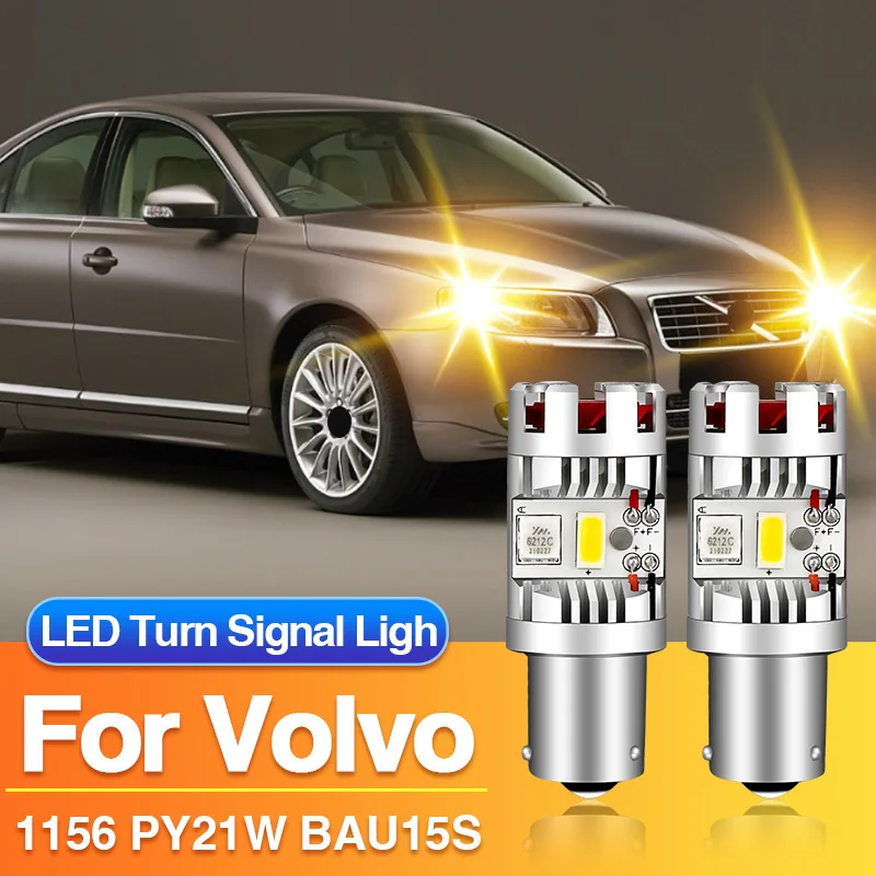 

2×PY21W LED Turn Signal Light 1156 BAU15S Yellow Lamp for Volvo C70/S80/S40/V50/S60/XC70/C30, Indicator Blub Canbus No Error 12V