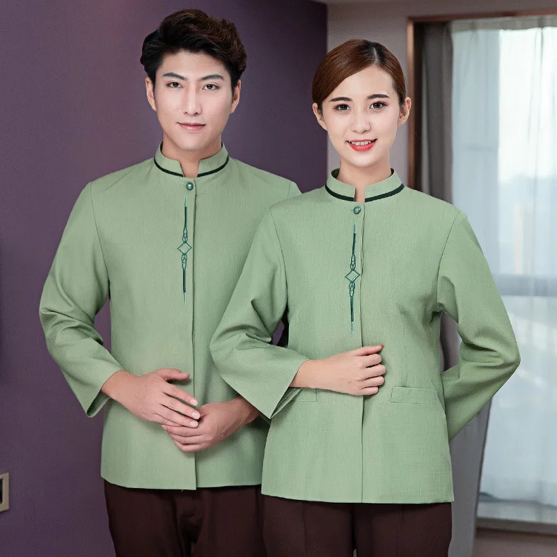 Cleaning Staff Uniform Long Sleeve Autumn Winter Outfit Mall Property Floor Hotel Guest Room Cleaning Auntie Top Women