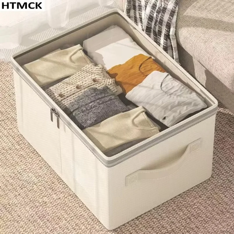 Foldable Clothing Storage Box Large Capacity With Lid Quilt Down Jacket Organizer Bin for Bedroom Wardrobe Closet Organization