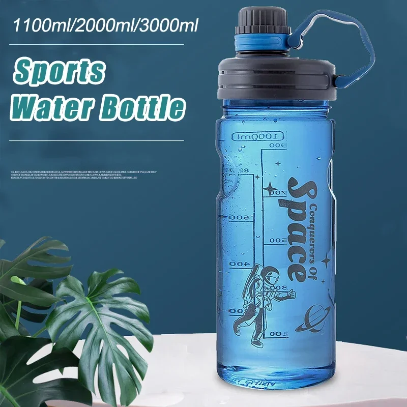 1100ML-3000ML Large Capacity Water Bottle with Straw Outdoor Portable Sports Water Bottle Summer Fitness Plastic Water Bottle