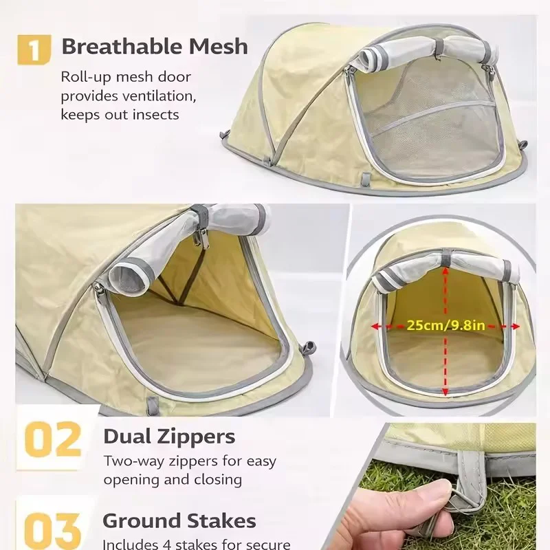 Foldable Pet Tent Portable Breathable Mesh House For Small Dog Cat Indoor Outdoor Camping Lawn Travel Puppy Kennel Pet Cage view 5
