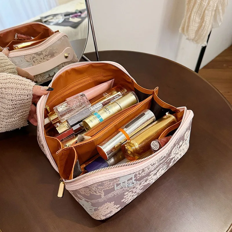 Cross border New China-Chic Elegant Embroidered Makeup Bag Women's Portable Travel Large Capacity Toilet Storage Bag
