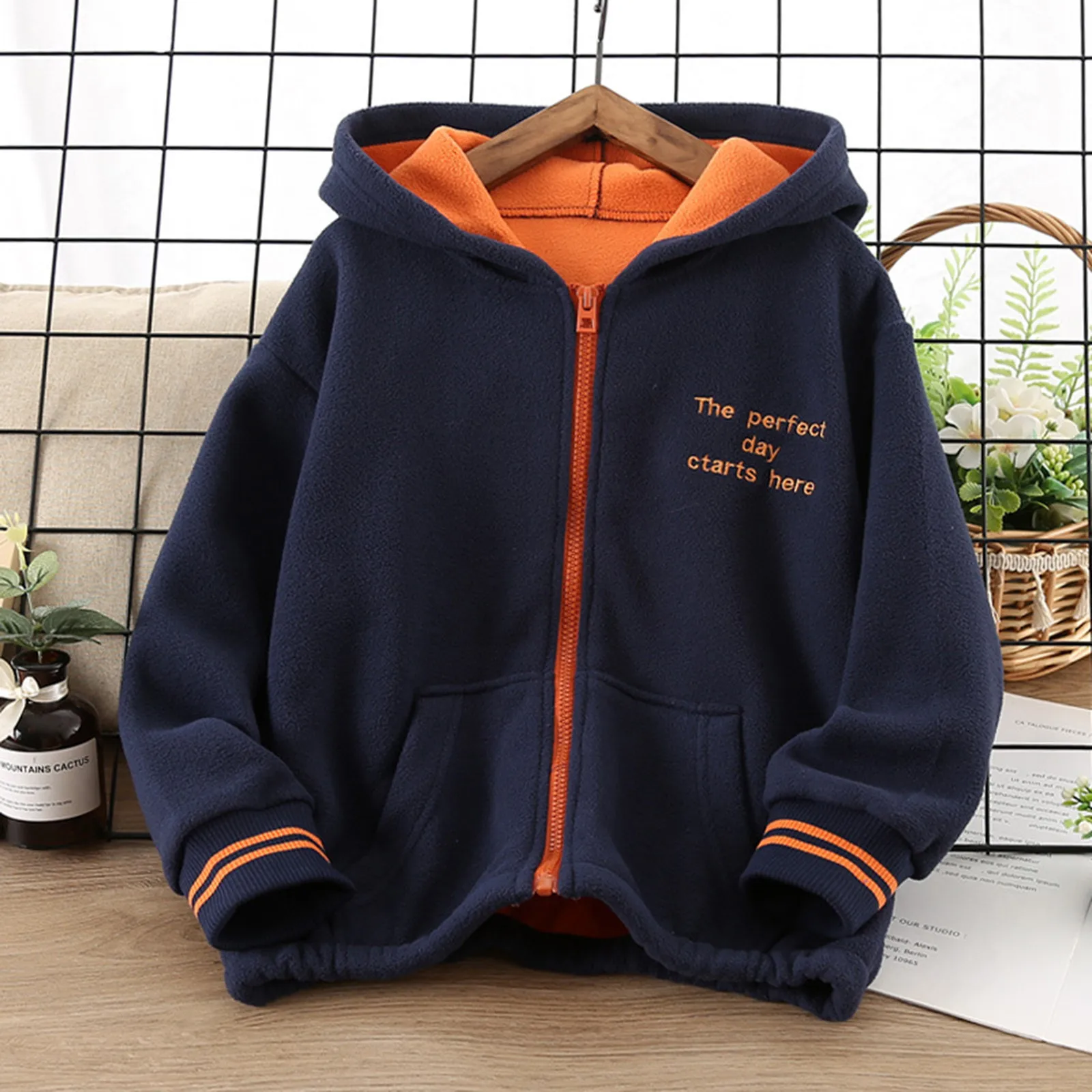 Children's Polar Fleece Hoodie Jacket Autumn Girl Long Sleeve Thicken Warm Boy Suit Old Jacket Boys Clothes Sweater Top Pants