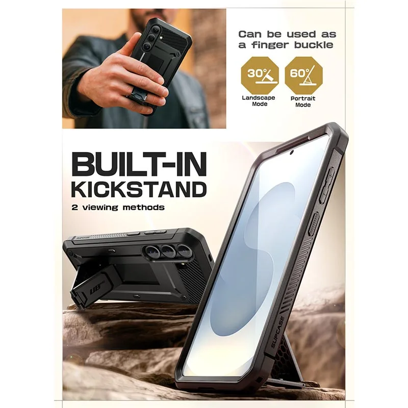SUPCASE Etui UB Pro Heavy Duty Rugged do Samsung Galaxy S25 FE z wbudowaną osłoną ekranu, klipsem do paska i podstawką — zdjęcie produktu 5