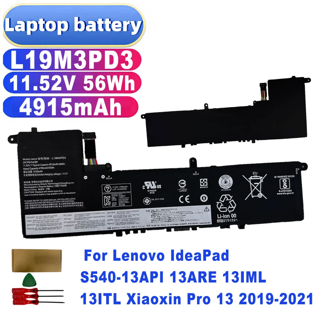 L19M3PD3 L19D3PD3 11.52V 56Wh 4915mAh Laptop Battery for Lenovo IdeaPad S540-13API 13ARE 13IML 13ITL Xiaoxin Pro 13 2019-2021