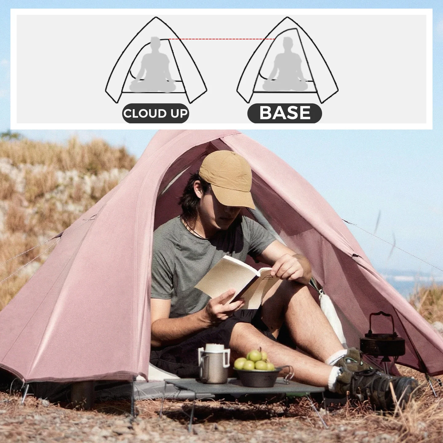 Naturehike Folding Hiking Tent Cloud Up Base/Pro 1 2 3 Person