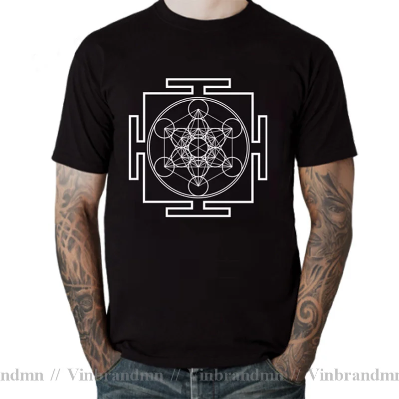 Gold Limited Edtion Sacred Geometry Magic Mandala Metatrons Cube Flower Of Life T Shirt Man Men's T-Shirt Tops Tees TShirt