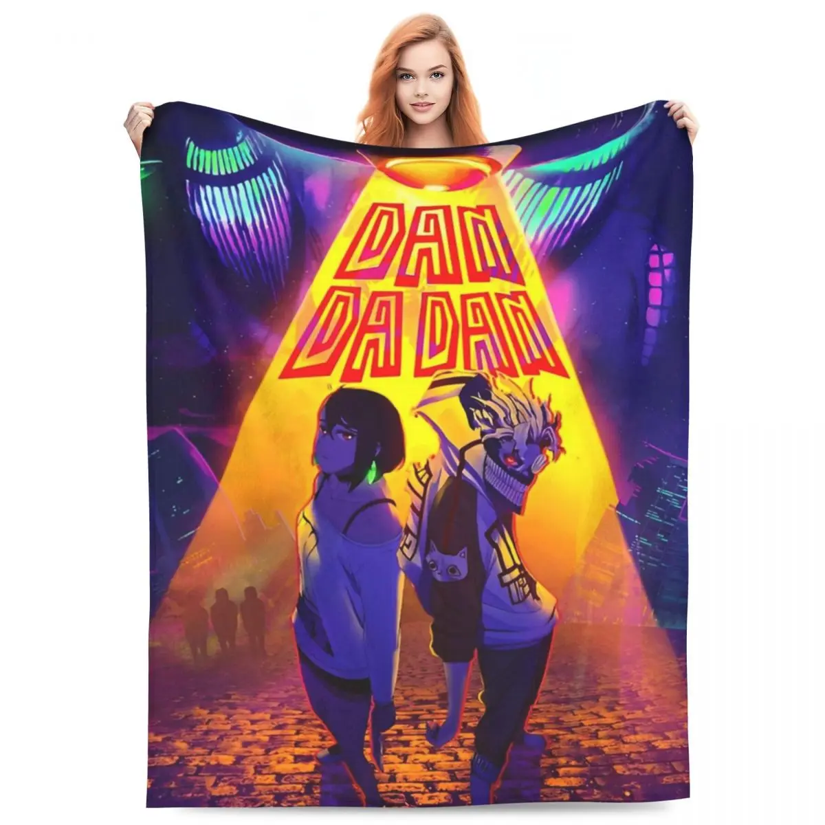 Cartoon Manga Dandadan Velvet Throw Blankets Supernatural Thriller Blankets for Bedding Office Warm Bed Rug