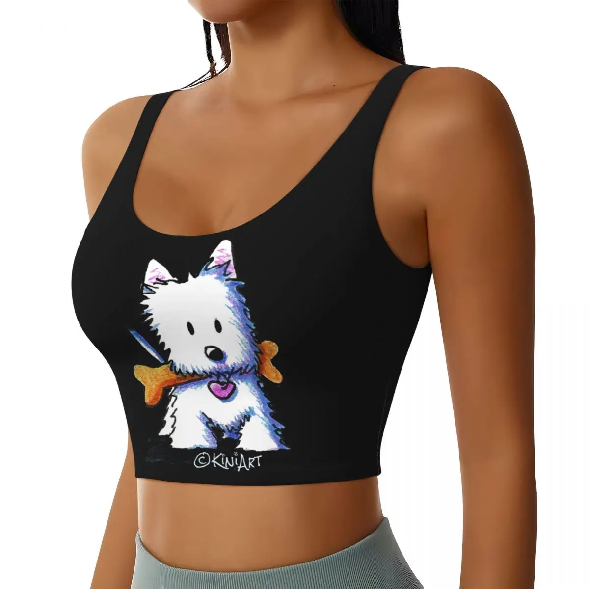 Custom West Highland White High Impact Sports Bras Women's Puppy Dog Pet Seamless Workout Running Crop Tank Tops