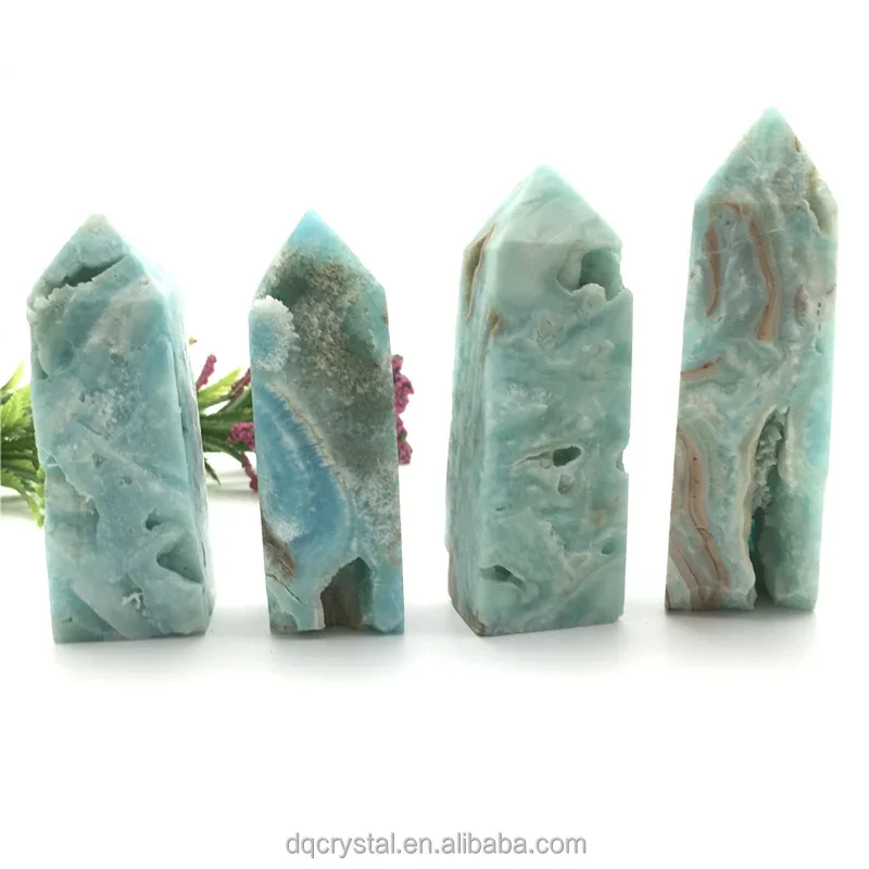 High Quality Natural blue Caribbean Calcite Towers Points Healing Crystal caribbean Wands for decoration