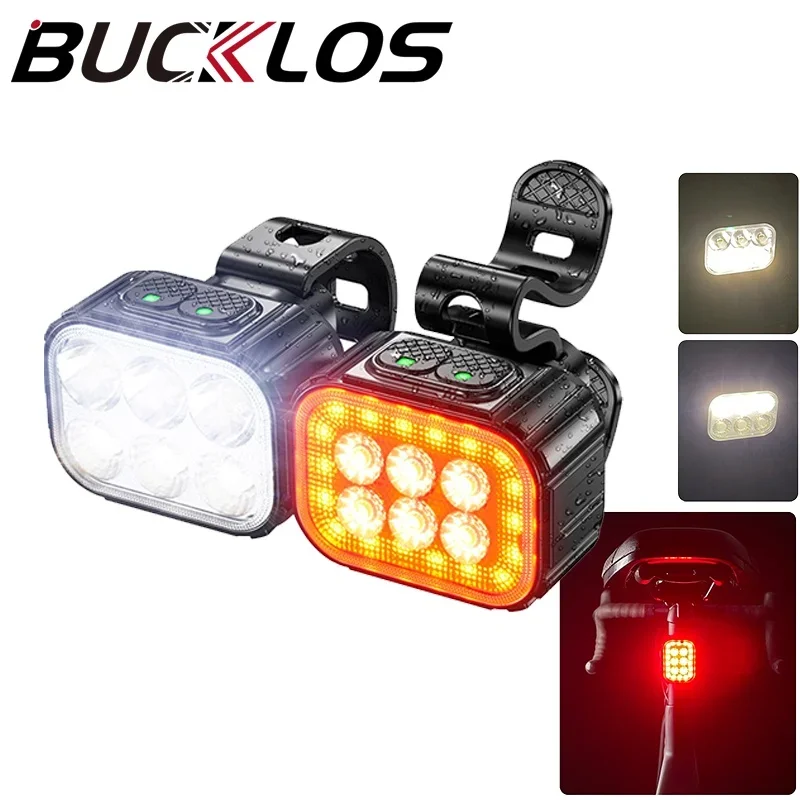 USB Rechargeable Bike Light Set Front Light with Taillight Easy To Install Type-C Charging Warning Lamp Bicycle Accessories