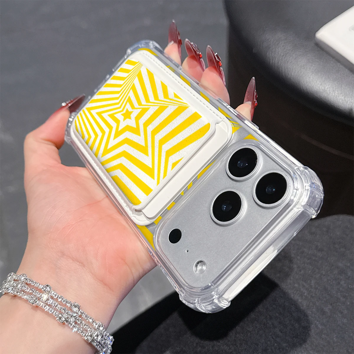 3D Star Phone Case For iPhone 17 16 15 14 13 Pro Max Plus Wallet Pocket Transparent Soft TPU for Magnetic Phone Case view 3