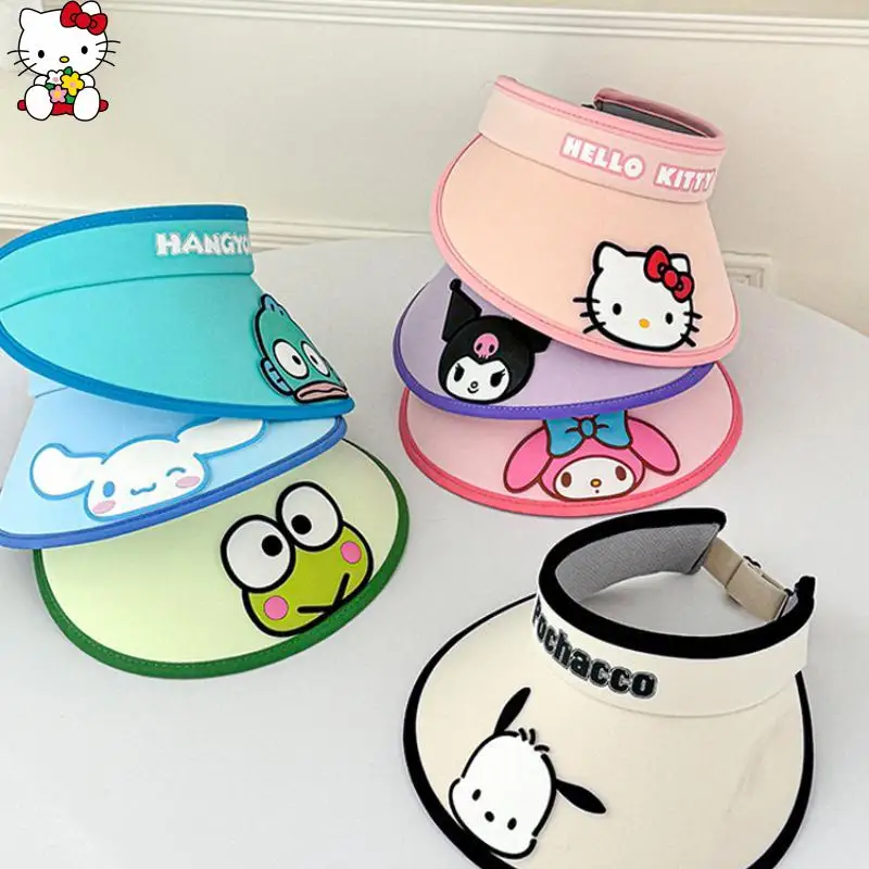 

Cute Cartoon Sanrios Hello Kittys Kuromi Hat Summer Covering The Sun Children Ultraviolet Rays Sunshade Sun Hat New Product