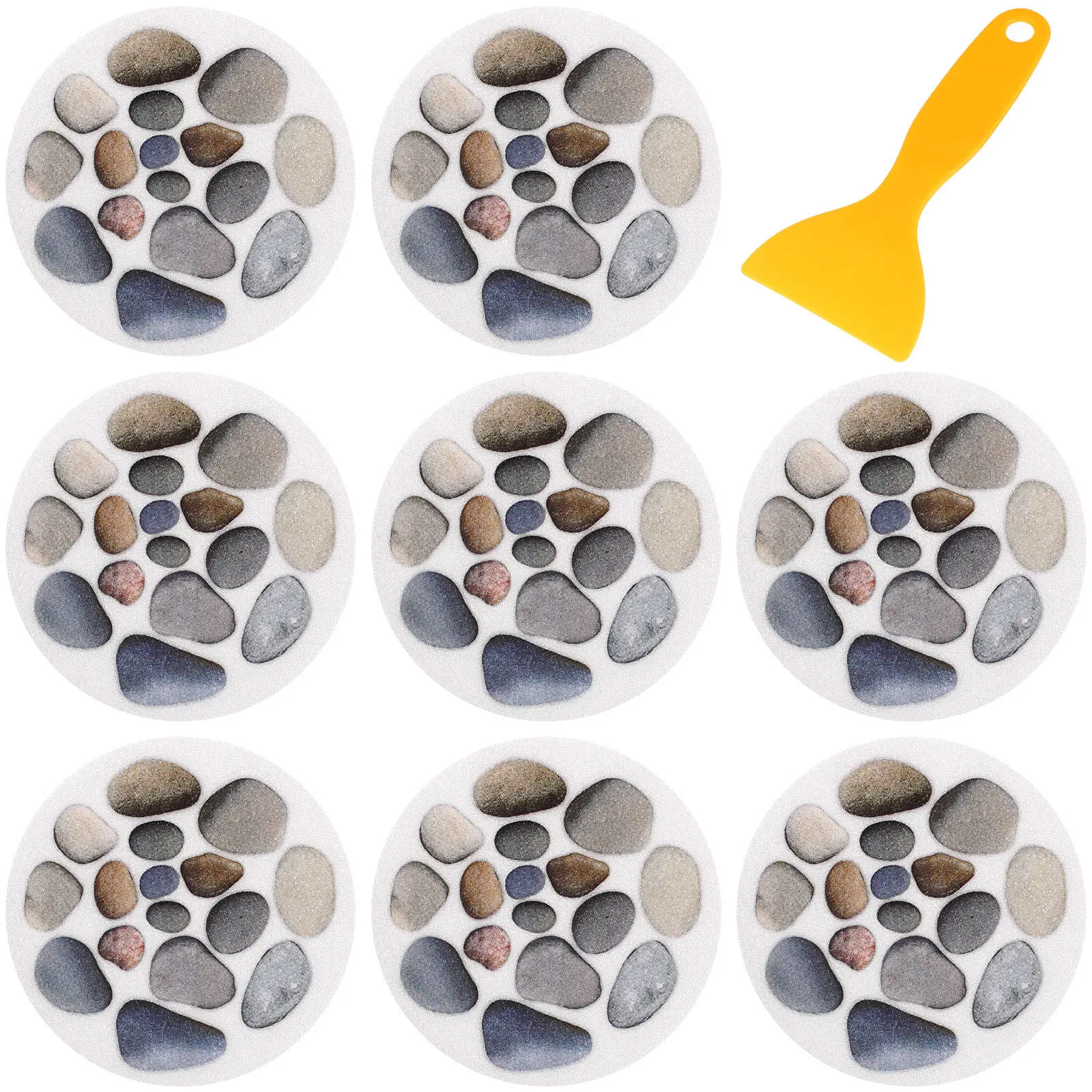 8Pcs Non-Slip Stickers for Bathtub 15Cm Bathroom Safety Decals Stone Texture Anti-Slip Pads for Shower Floor Kitchen Stairs