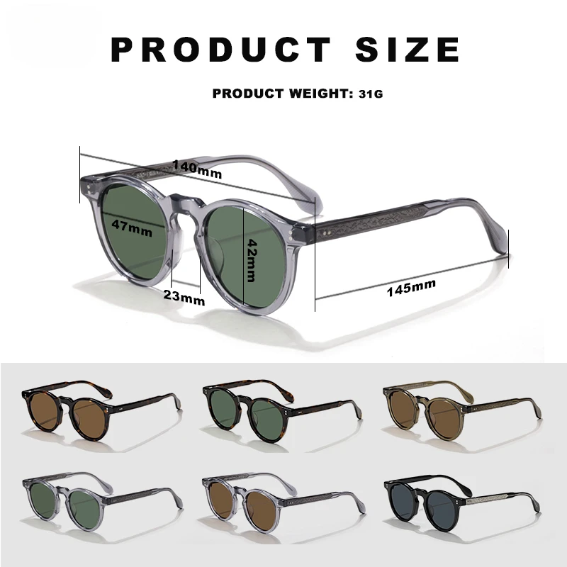 Round Women Sunglasses Protective Glasses Retro High-quality Acetate Fashion Men Car Driving Travel Protection UV400 SUN GLASSES