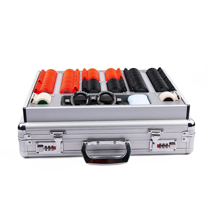 158 Pcs Plastic Ring Complete Trial Lens Set Plastic Ring TLS-158P with Trial Frame for Professional Optometry Use