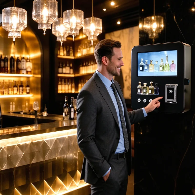 Smart Fragrance Vending Unit Vertical Heavy‑duty Base Hd Lcd Display For Large Retail Plaza Perfume Dispensing Cabinet