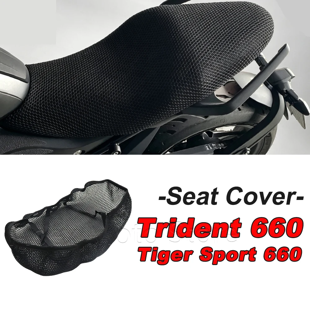 For Trident 660 2021-2023 Tiger Sport 660 Motorcycle Mesh Seat Cover Breathable Heat Insulation Seat Cushion Cover Protector