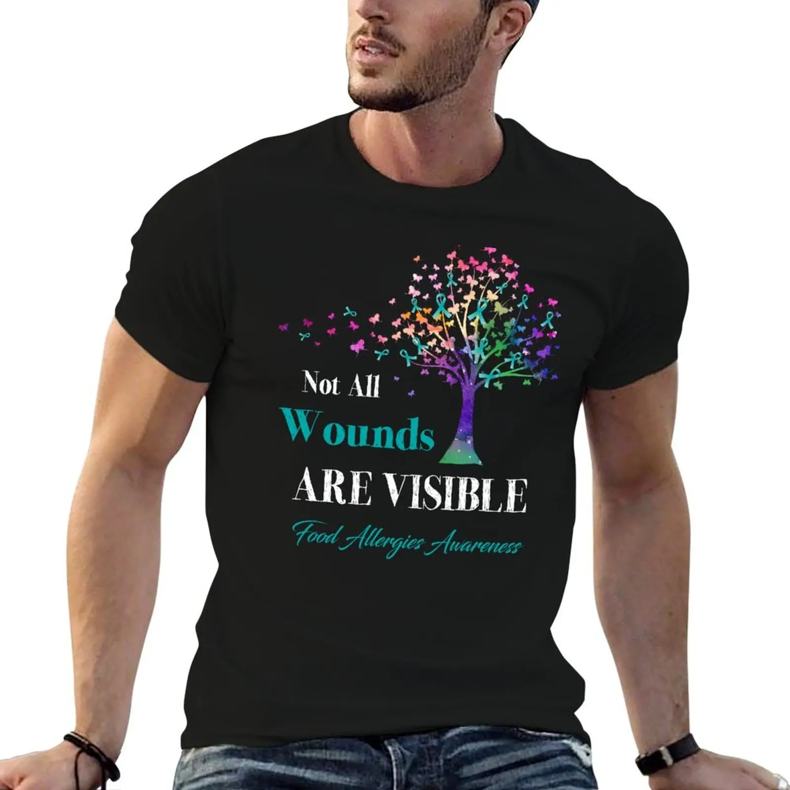 Not All Wounds Are Visible Food Allergies Awareness T-Shirt tees luxury t-shirt T-shirts for men cotton