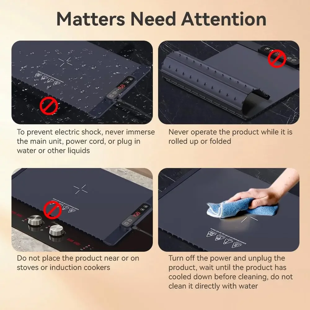 Foldable Odor-free Electric Food Insulation Pad 5 Temperature Settings with Timing Function Five Sets