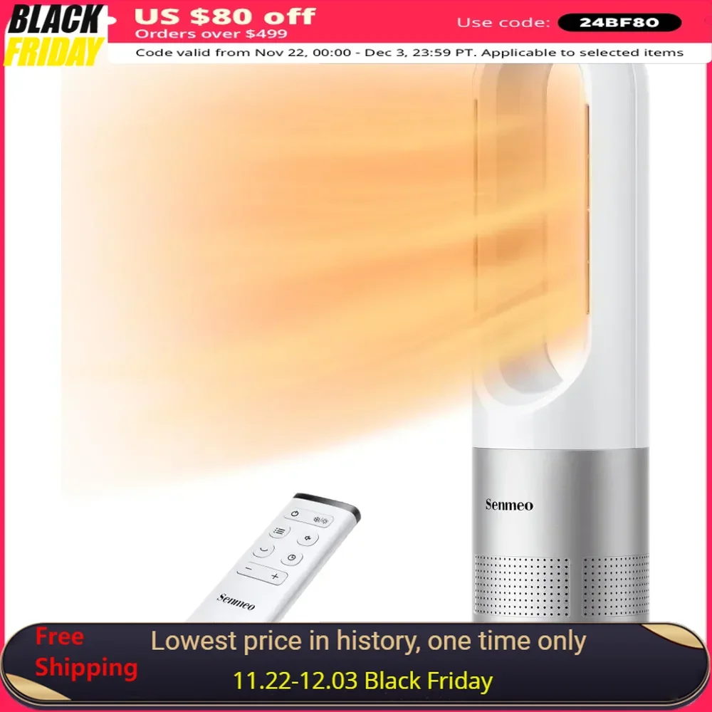 Calentador eléctrico de 1100 W Calentador de espacio de calentamiento rápido 2S con temporizador 9H 80 ° Ventilador calefactor de cerámica oscilante